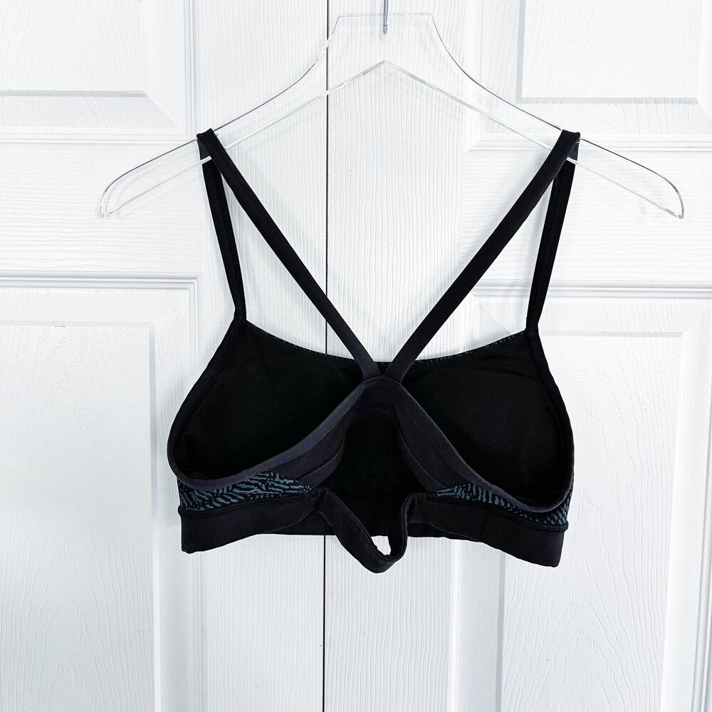 Lululemon Rise and Run Bra Mini Trax Deep Green Black Racerback Sports Bra - Picture 4 of 6